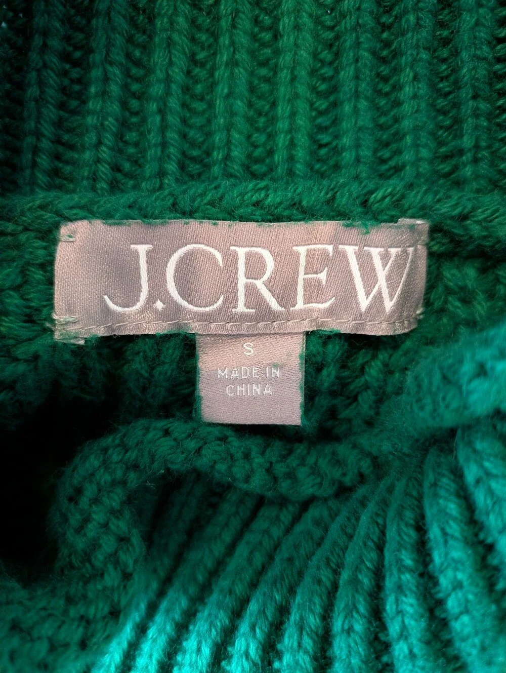 J. Crew Relaxed Rollneck Sweater Green Knit Preppy Fisherman Cotton Size S